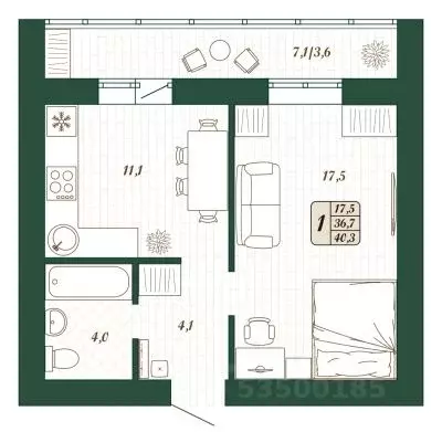 1-к кв. Самарская область, Волжский район, Смышляевка городское ... - Фото 1