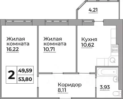 2-к кв. Калужская область, Калуга Кошелев парк жилой комплекс (49.59 ... - Фото 0