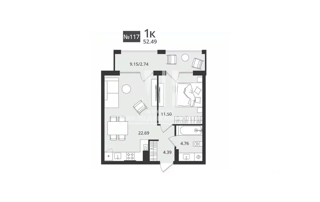1-к кв. Калининградская область, Светлогорск Новая ул., 108-114 (52.49 ... - Фото 0