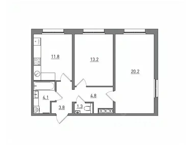 2-к кв. Кировская область, Киров ул. Чистопрудненская, 13А (59.2 м) - Фото 1