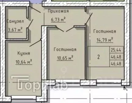 2-к кв. Кабардино-Балкария, Нальчик ул. Солнечная, 10к2 (47.5 м) - Фото 1