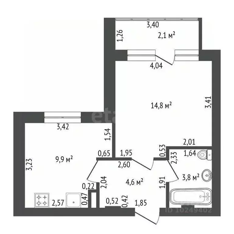 1-к кв. Башкортостан, Уфа ул. Менделеева, 102 (36.1 м) - Фото 1