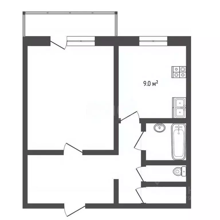 1-к кв. Челябинская область, Челябинск Солнечная ул., 18в (40.6 м) - Фото 2