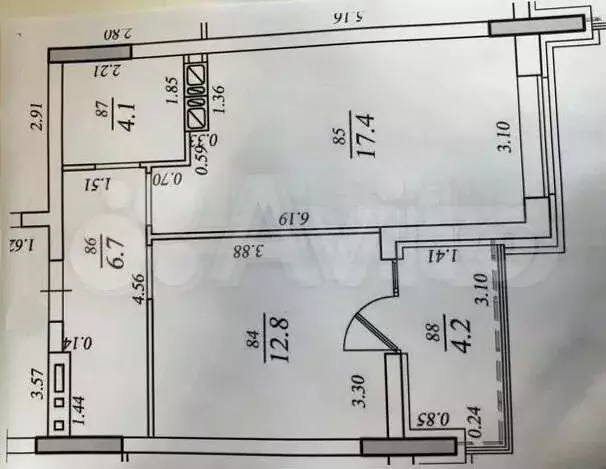 1-к. квартира, 44 м, 7/8 эт. - Фото 0