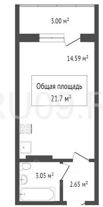 Студия Томская область, Томск Урожайный пер., 27Б (21.0 м) - Фото 1