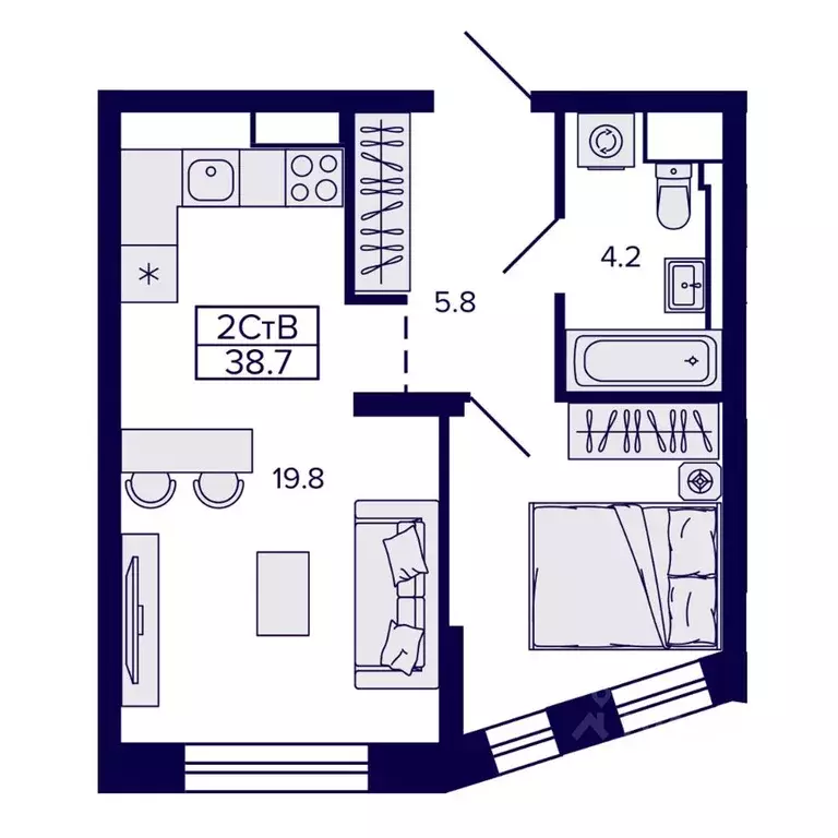 2-к кв. Хабаровский край, Хабаровск ул. Карла Маркса, 96/1 (38.77 м) - Фото 1