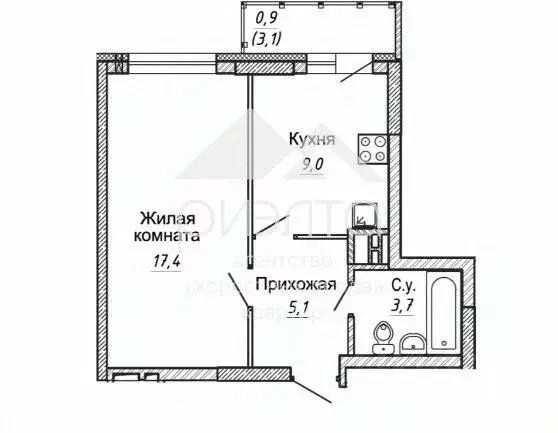 1-к кв. Новосибирская область, Новосибирск ул. Бородина, 56 (36.0 м) - Фото 1