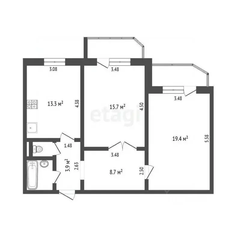 2-к кв. Тюменская область, Тюмень Транспортная ул., 79/2 (65.0 м) - Фото 1