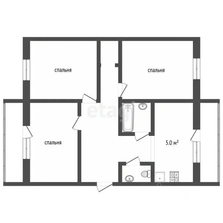 3-к кв. Крым, Евпатория ул. Крупской (66.2 м) - Фото 2