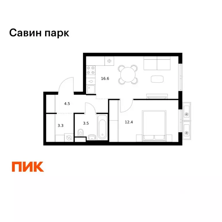1-к кв. Нижегородская область, Нижний Новгород д. Утечино, Савин Парк ... - Фото 1