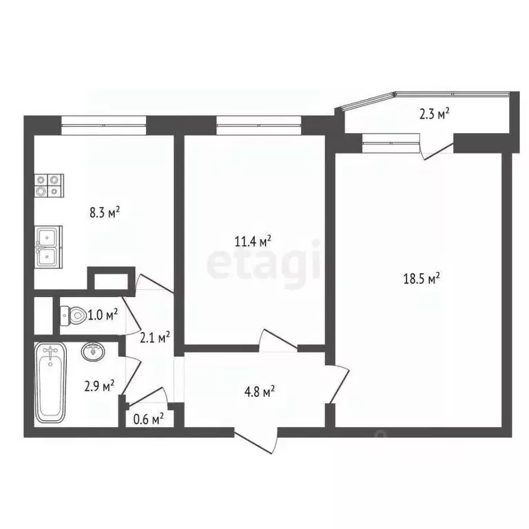 2-к кв. Москва Новочеркасский бул., 30 (50.4 м) - Фото 1