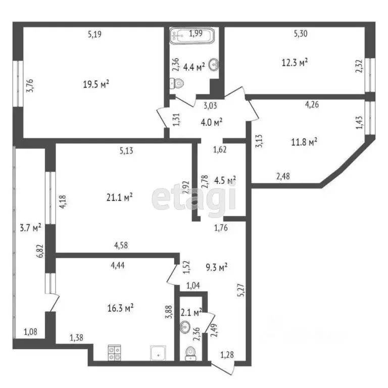 4-к кв. Забайкальский край, Чита ул. Бабушкина, 32Б (105.3 м) - Фото 1