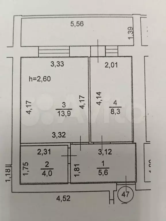 1-к. квартира, 39,5 м, 5/5 эт. - Фото 0