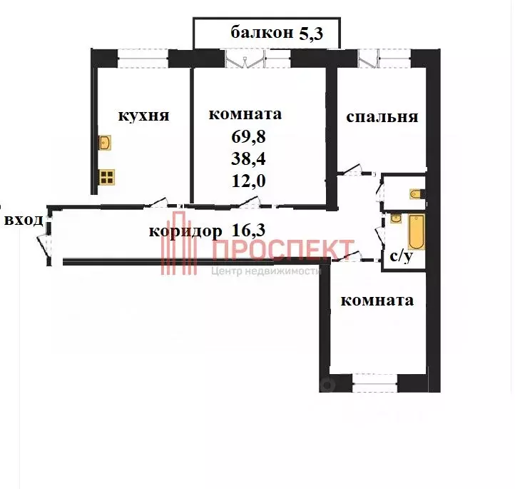 3-к кв. Пензенская область, Пенза ул. Пушанина, 2 (69.8 м) - Фото 1