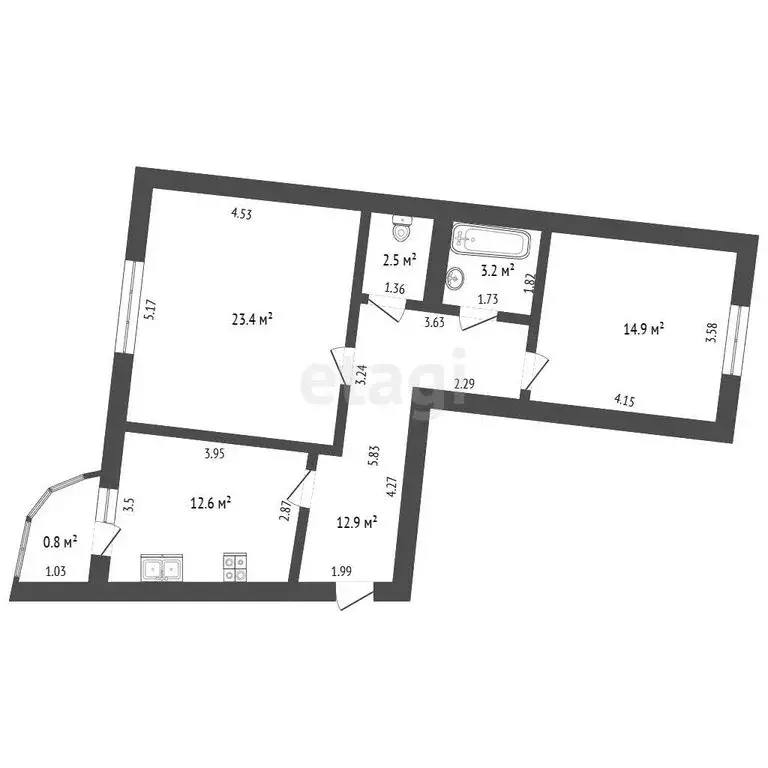 2-комнатная квартира: Калининград, улица Юрия Гагарина, 101 (69.5 м) - Фото 1