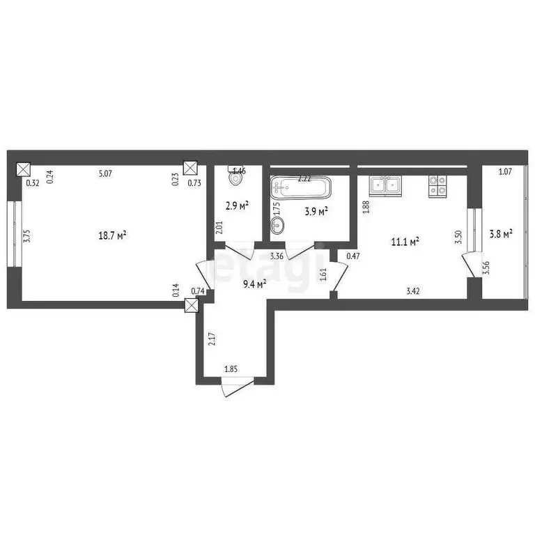 1-комнатная квартира: Самара, улица Гастелло, 32 (47.9 м) - Фото 1