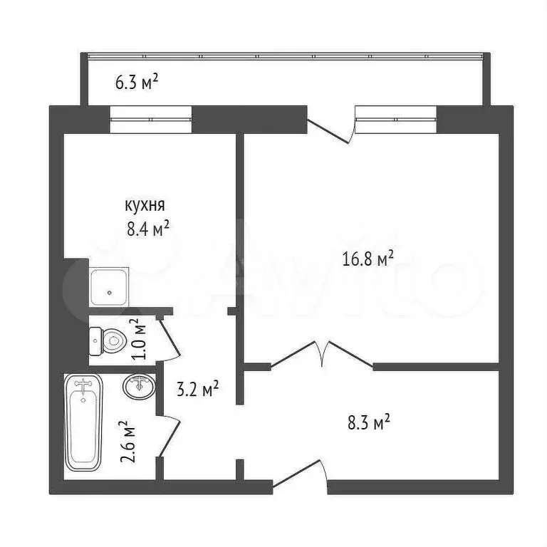 1-к. квартира, 40,1 м, 6/17 эт. - Фото 0