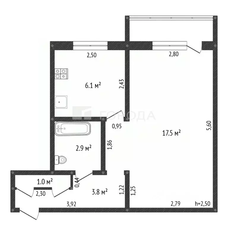 1-к кв. Алтайский край, Барнаул ул. Никитина, 58/34 (31.3 м) - Фото 2
