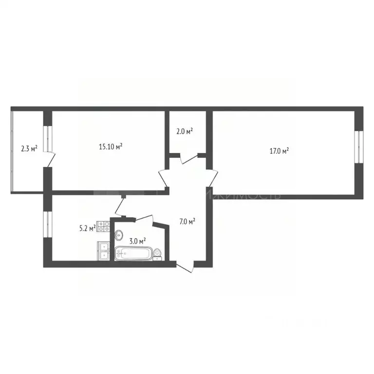2-к кв. Тюменская область, Тюмень ул. Котельщиков, 1 (61.9 м) - Фото 2