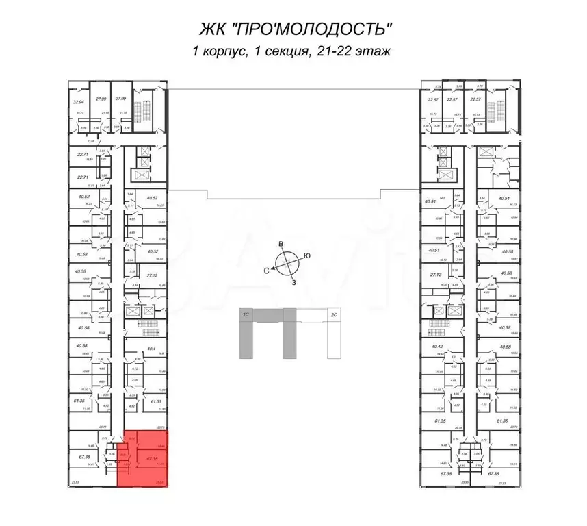 3-к. квартира, 90,9 м, 23/25 эт. - Фото 1