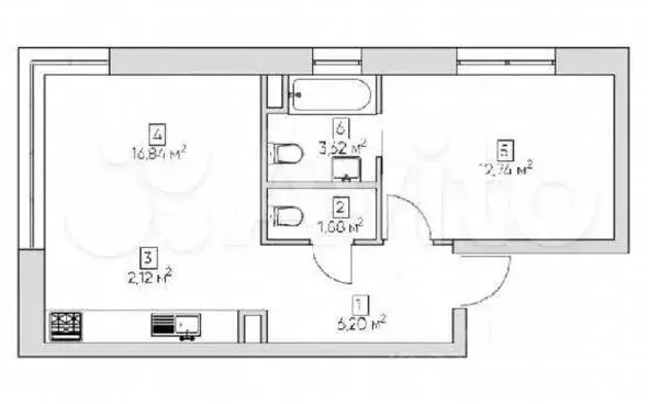 2-к кв. Москва Автомобильный проезд, 4к7 (43.5 м) - Фото 1