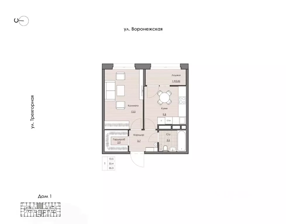 1-к кв. Хабаровский край, Хабаровск Воронежская ул., 163 (35.3 м) - Фото 1