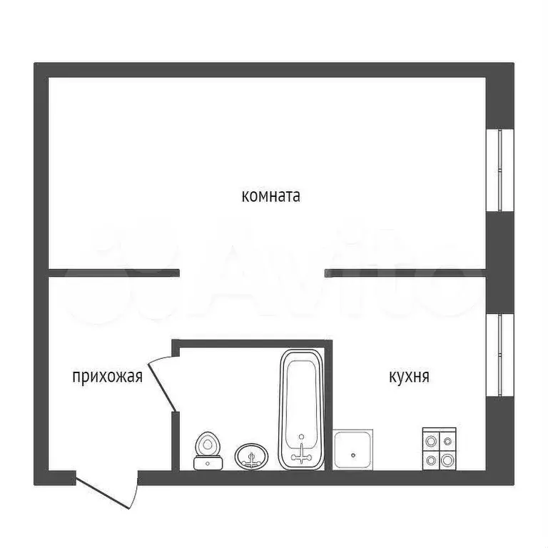 1-к. квартира, 30,6 м, 4/5 эт. - Фото 0