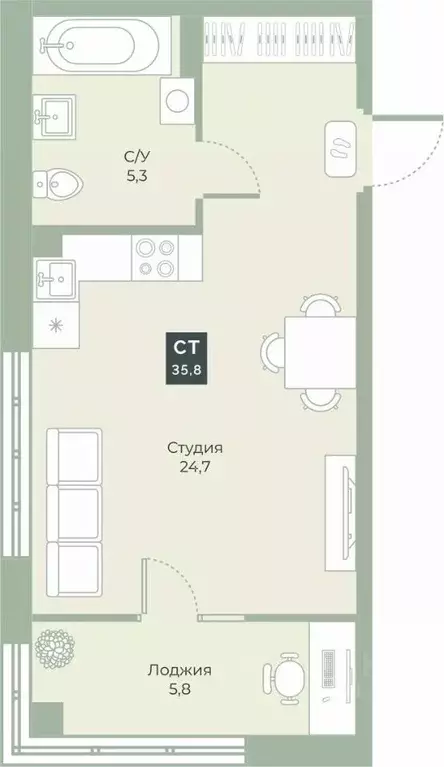 Студия Курганская область, Курган Заозерный жилрайон, 6А мкр, ул. ... - Фото 1