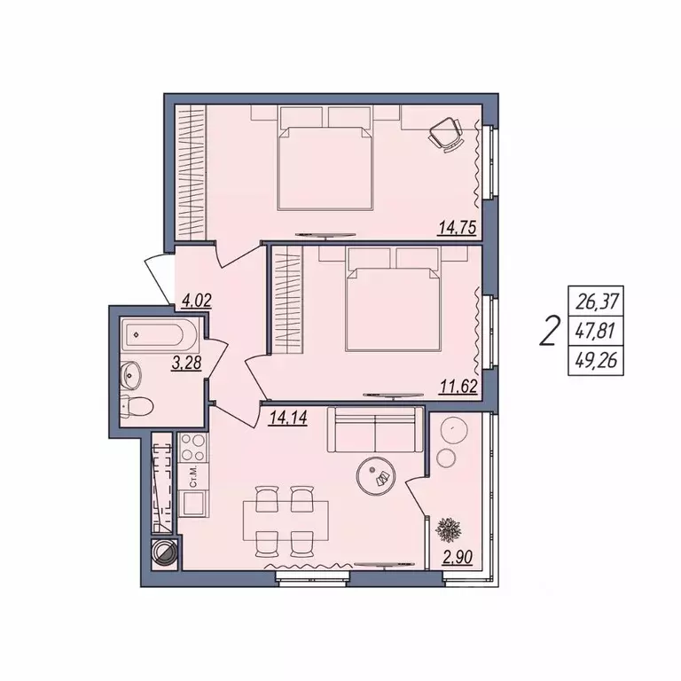 2-к кв. Волгоградская область, Волгоград ул. Тракторостроителей, 31/1 ... - Фото 1
