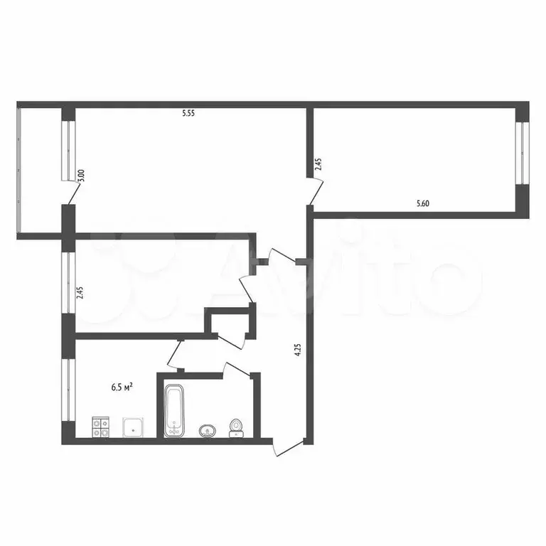 3-к. квартира, 57 м, 1/5 эт. - Фото 0