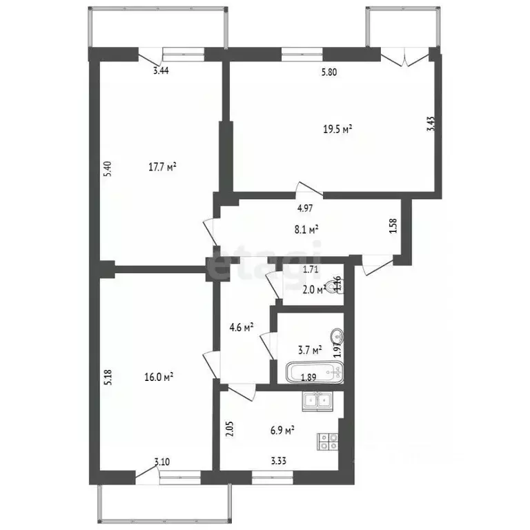 3-к кв. Крым, Сакский район, Новофедоровка пгт ул. Спортивная (81.4 м) - Фото 2