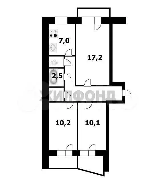 3-к. квартира, 64,6 м, 7/9 эт. - Фото 0