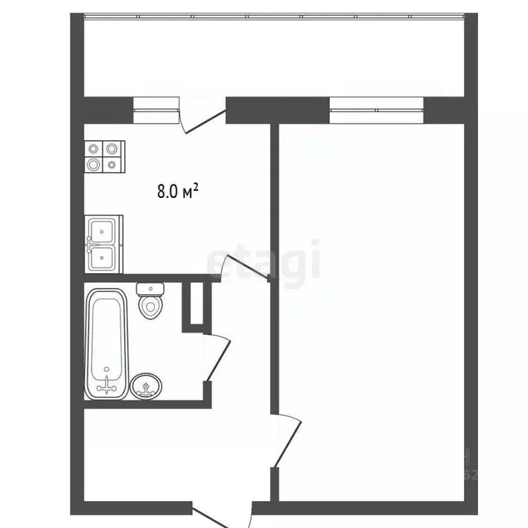 1-к кв. Челябинская область, Челябинск ул. Академика Сахарова, 22 ... - Фото 1
