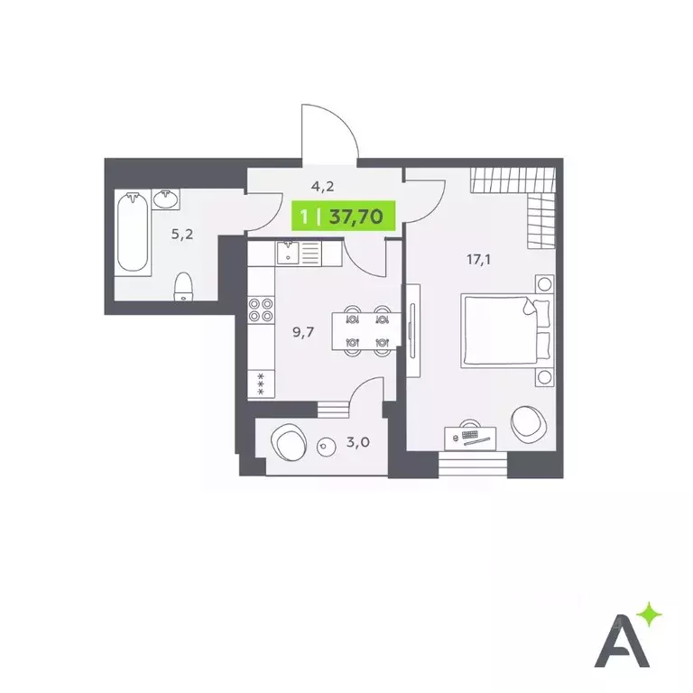 1-к кв. Ленинградская область, Кудрово г. Всеволожский район, ... - Фото 1