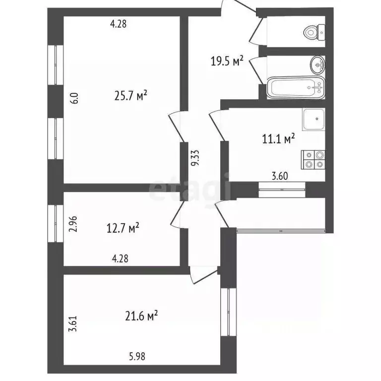 3-к кв. Вологодская область, Вологда Первомайская ул., 35А (117.4 м) - Фото 2