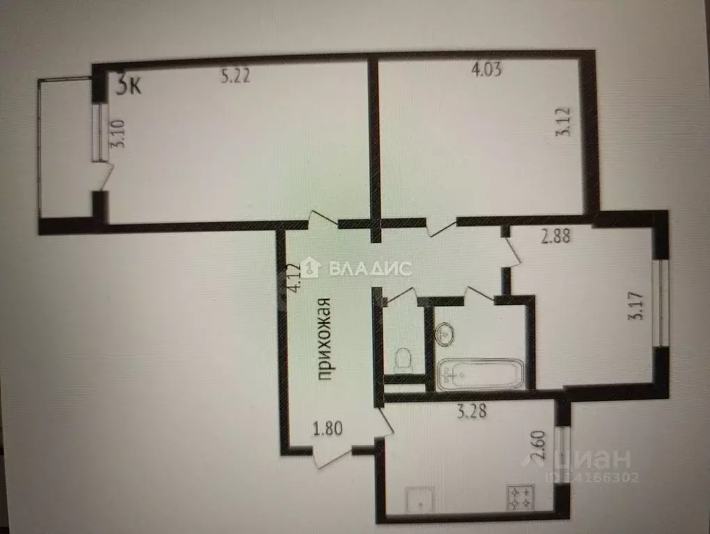 3-к кв. Белгородская область, Белгород Народный бул., 87 (60.3 м) - Фото 2