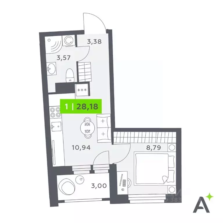 1-к кв. Ленинградская область, Мурино Всеволожский район, Урбанист ... - Фото 1