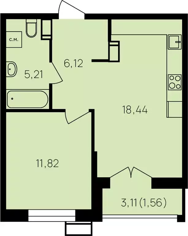 1-комнатная квартира: Обнинск, улица Славского, 10 (44.7 м) - Фото 0