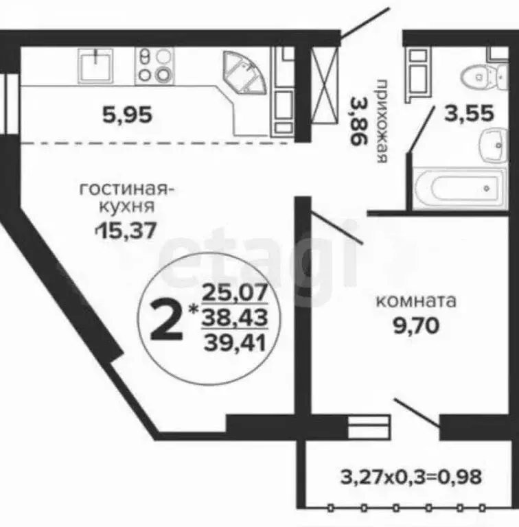 1-комнатная квартира: Краснодар, Российская улица, 257/7 (37.7 м) - Фото 0