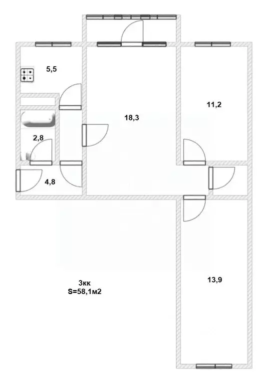 3-к кв. Калининградская область, Калининград ул. Чекистов, 116 (58.1 ... - Фото 2