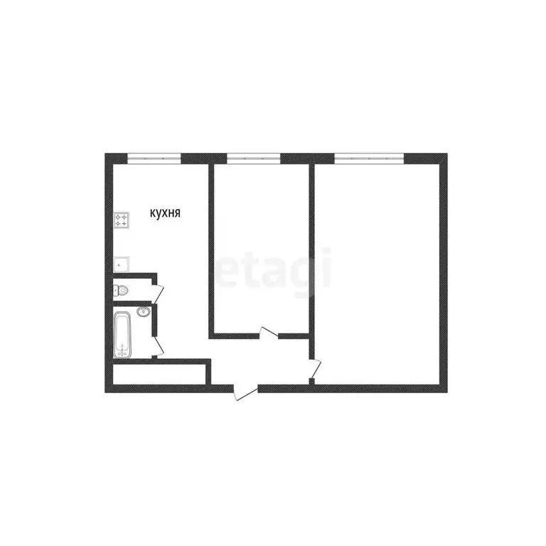 2-комнатная квартира: Черногорск, улица Калинина, 22 (52 м) - Фото 0