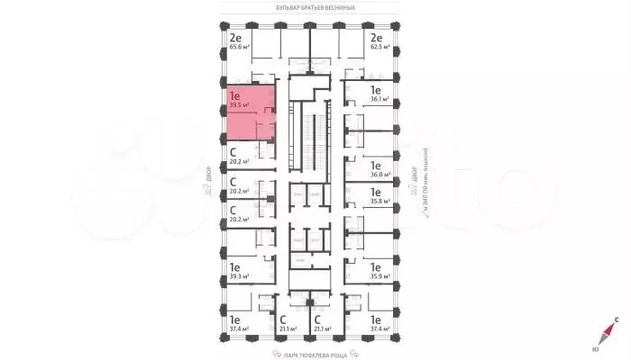 1-к. квартира, 39,5 м, 23/43 эт. - Фото 1