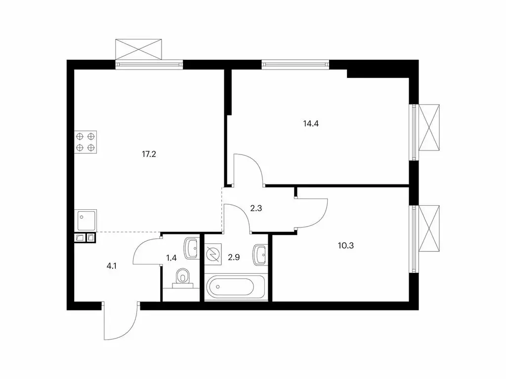 2-комнатная квартира: Ильинское-Усово, ЖК Ильинские Луга (52.6 м) - Фото 0