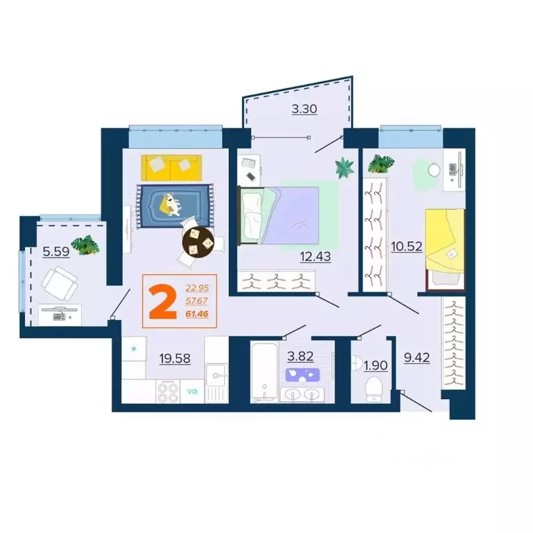 2-к кв. Брянская область, Брянск Московский мкр, Микрорайон Акватория ... - Фото 1