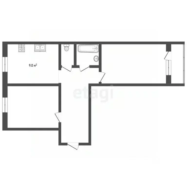 2-к кв. Ямало-Ненецкий АО, Муравленко ул. Муравленко, 39 (51.4 м) - Фото 1