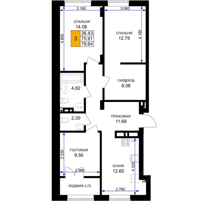 3-к кв. Калининградская область, Гурьевск Включи жилой комплекс (79.64 ... - Фото 1