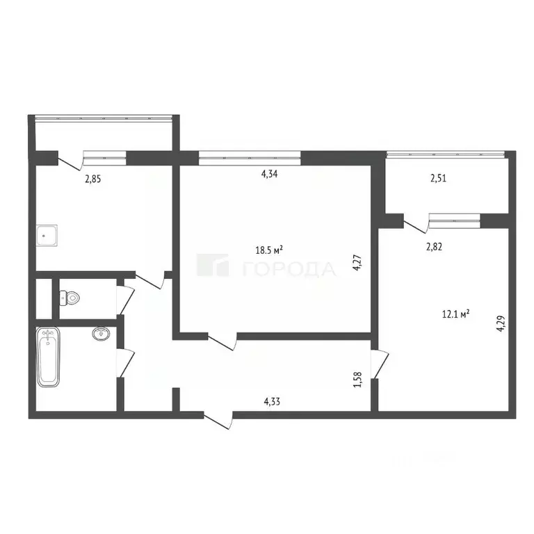 2-к кв. Кемеровская область, Новокузнецк ул. 11-й Гвардейской Армии, ... - Фото 2