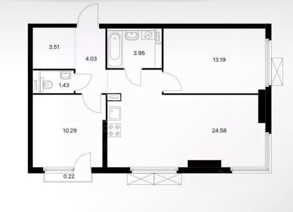 2-к кв. Москва Очаковское ш., 5к4 (60.0 м) - Фото 2