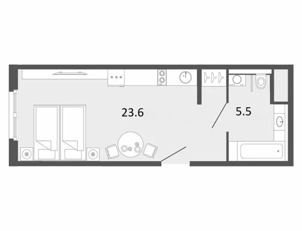 Квартира-студия: Санкт-Петербург, Заозёрная улица, 3к3с2 (29.1 м) - Фото 1
