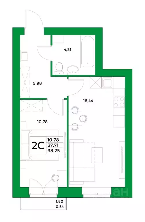 1-к кв. Башкортостан, Уфимский район, Зубовский сельсовет, с. Зубово ... - Фото 1